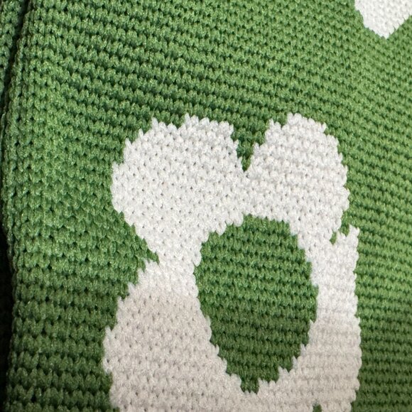 Japanese Style Knot Wristlet Bag, Jacquard Knit Floral Panda, Green Multi - Picture 7 of 7